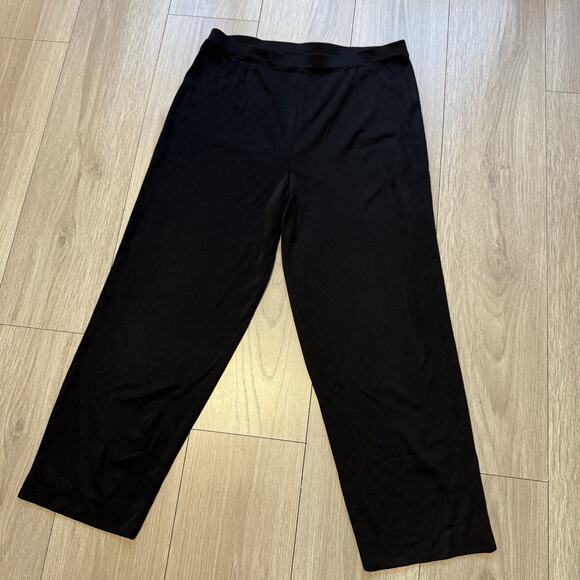 Exclusively Misook Pants Women L Wide Leg Pull on Acrylic Knit Stretch Black - Picture 3 of 11